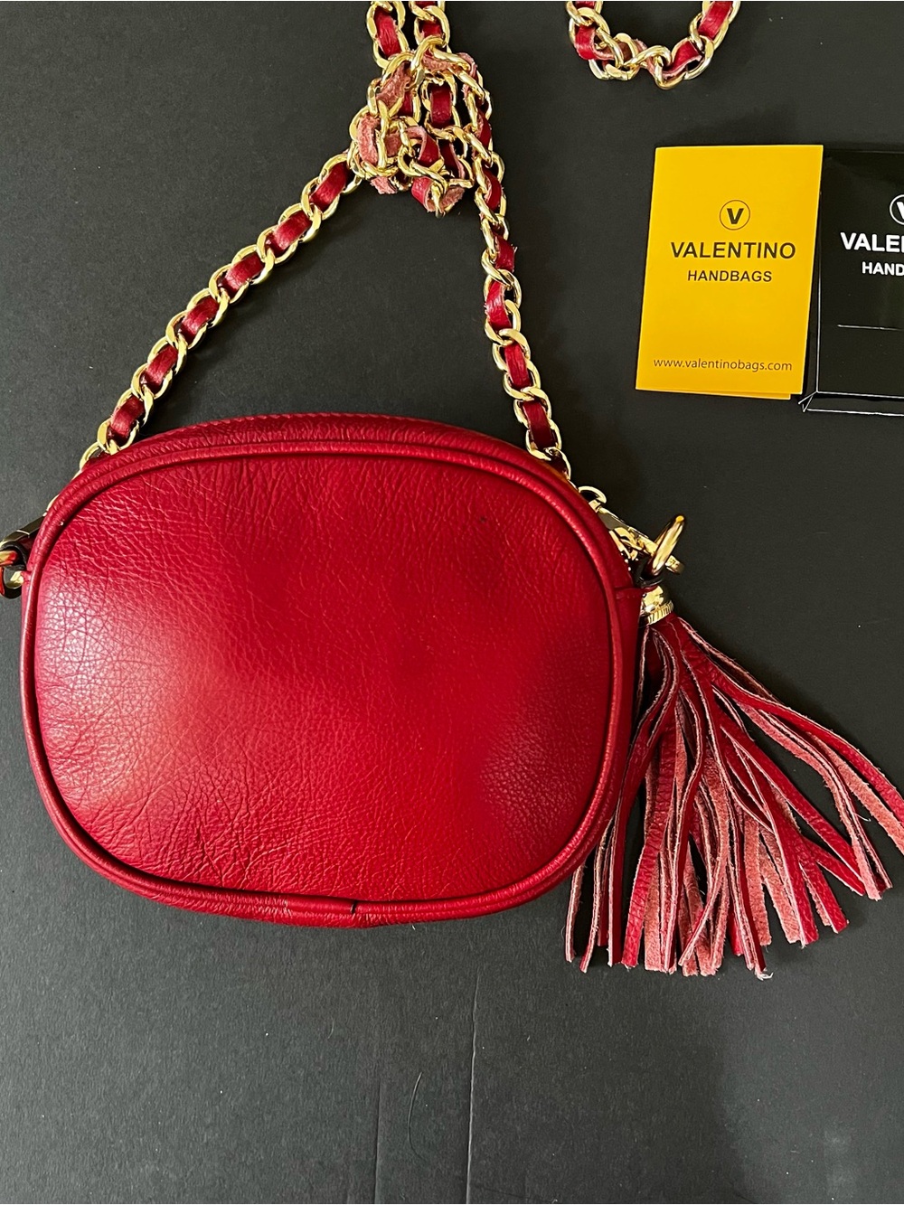 Valentino Red Quilted Leather Crossbody Bag with Gold Hardware - Picture 7 of 9